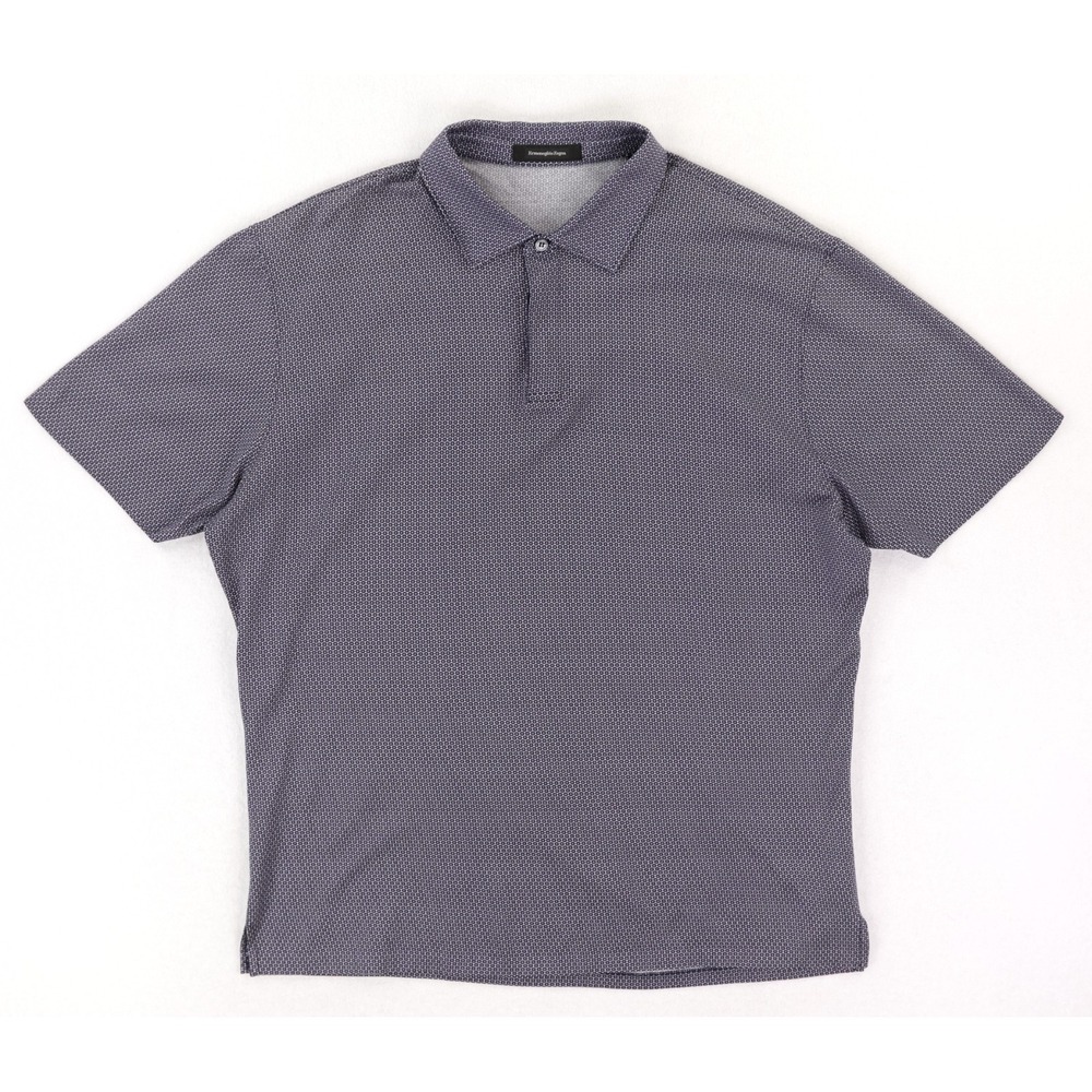 Ermenegildo Zegna Polo Shirt Mens XXL Blue Geometric Designer Luxury Cotton